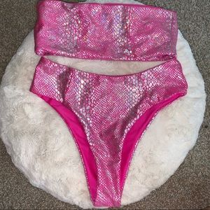Super cute pink snakeskin glitter bikini